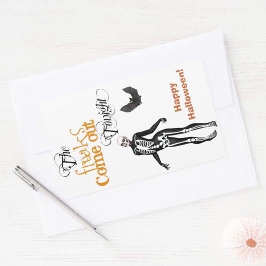 Sticker Rectangulaire Skeleton Zombie Monstre Halloween (Enveloppe)