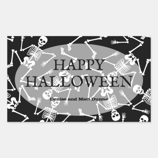 Sticker Rectangulaire Skeletons Halloween heureux (Devant)