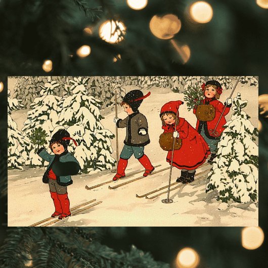 Sticker Rectangulaire Ski d'hiver