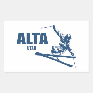 Sticker Rectangulaire Skier Alta Utah