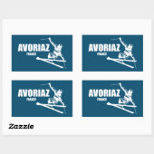Sticker Rectangulaire Skier Avoriaz France (Feuille)