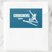 Sticker Rectangulaire Skier Courchevel France (Sac)