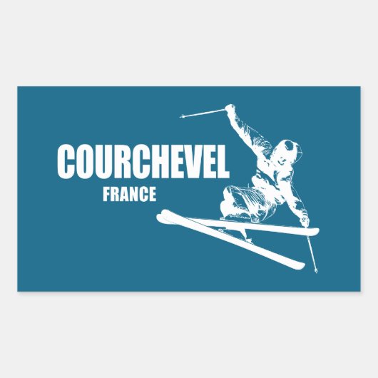 Sticker Rectangulaire Skier Courchevel France (Devant)