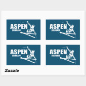 Sticker Rectangulaire Skier d'Aspen Colorado (Feuille)
