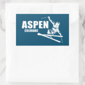 Sticker Rectangulaire Skier d'Aspen Colorado (Sac)