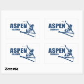Sticker Rectangulaire Skier d'Aspen Colorado (Feuille)