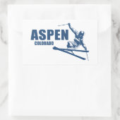 Sticker Rectangulaire Skier d'Aspen Colorado (Sac)