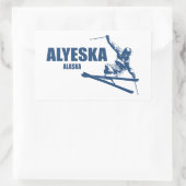Sticker Rectangulaire Skier de l'Alaska d'Alyeska (Sac)