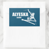 Sticker Rectangulaire Skier de l'Alaska d'Alyeska (Sac)