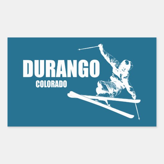 Sticker Rectangulaire Skier Durango Colorado (Devant)