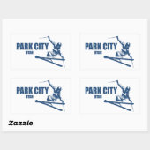Sticker Rectangulaire Skier Park City Utah (Feuille)
