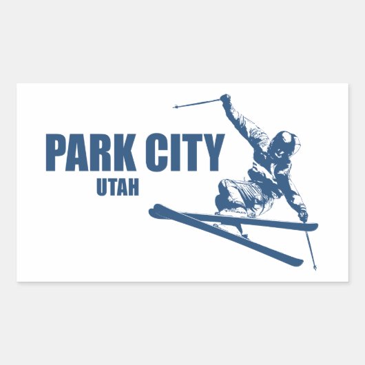 Sticker Rectangulaire Skier Park City Utah (Devant)