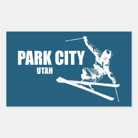 Sticker Rectangulaire Skier Park City Utah (Devant)