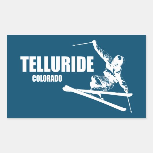 Sticker Rectangulaire Skier Telluride Colorado (Devant)