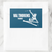 Sticker Rectangulaire Skier Val Thorens France (Sac)