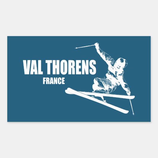 Sticker Rectangulaire Skier Val Thorens France (Devant)