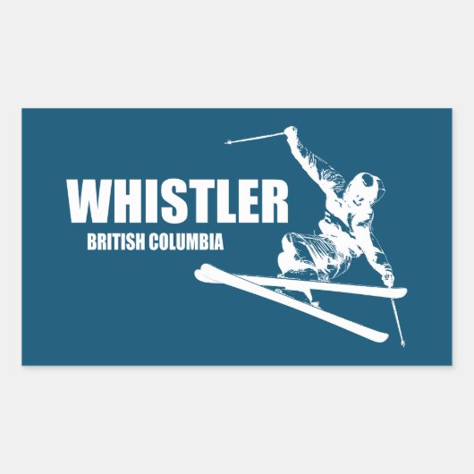 Sticker Rectangulaire Skier Whistler Colombie-Britannique (Devant)