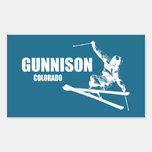 Sticker Rectangulaire Skieur de Gunnison Colorado