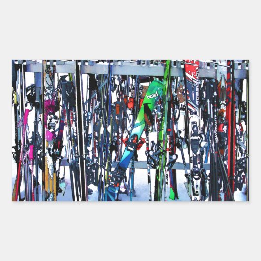 Sticker Rectangulaire Skis and Poles (Devant)