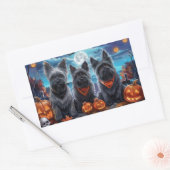 Sticker Rectangulaire Skye Terrier Halloween Éffrayant (Enveloppe)