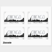 Sticker Rectangulaire Skyline Chicago noir et blanc (Feuille)