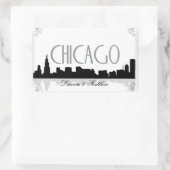 Sticker Rectangulaire Skyline Chicago noir et blanc (Sac)