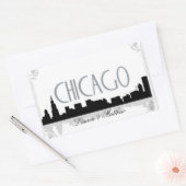 Sticker Rectangulaire Skyline Chicago noir et blanc (Enveloppe)