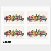 Sticker Rectangulaire Skyline de Houston (Feuille)