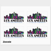 Sticker Rectangulaire Skyline de Los Angeles California (Feuille)