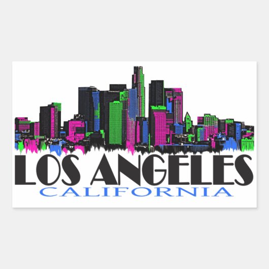 Sticker Rectangulaire Skyline de Los Angeles California (Devant)