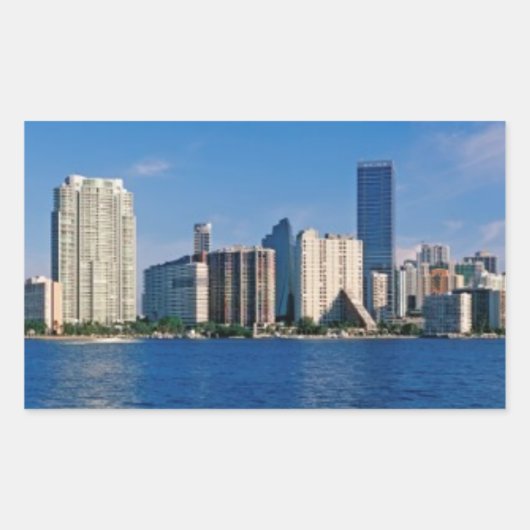 Sticker Rectangulaire Skyline de Miami, Floride (Devant)