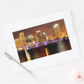 Sticker Rectangulaire Skyline de Miami la nuit, Floride (Enveloppe)