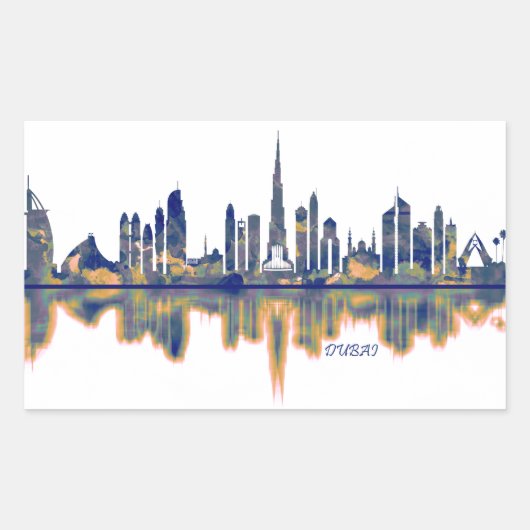Sticker Rectangulaire Skyline Dubaï (Devant)