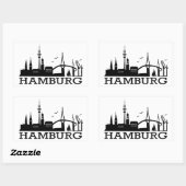 Sticker Rectangulaire Skyline Hamburg (Feuille)