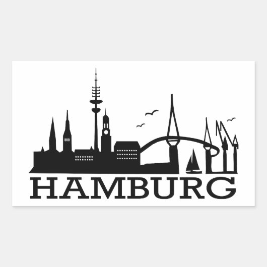Sticker Rectangulaire Skyline Hamburg (Devant)