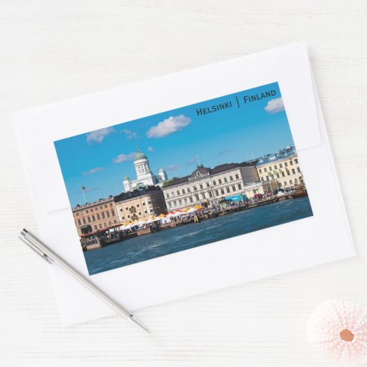 Sticker Rectangulaire Skyline Helsinki City (Enveloppe)