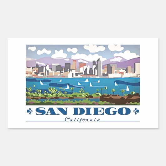 Sticker Rectangulaire Skyline San Diego (Devant)