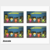 Sticker Rectangulaire Skyline Superhero fête d'anniversaire pour enfants (Feuille)
