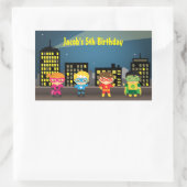 Sticker Rectangulaire Skyline Superhero fête d'anniversaire pour enfants (Sac)