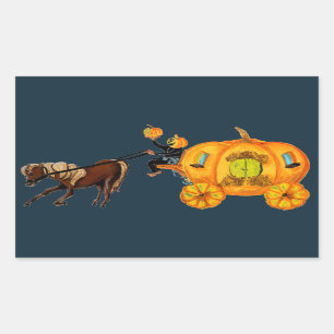 Sticker Rectangulaire Sleepy Hollow Horseman Citrouille Carriage sans tê