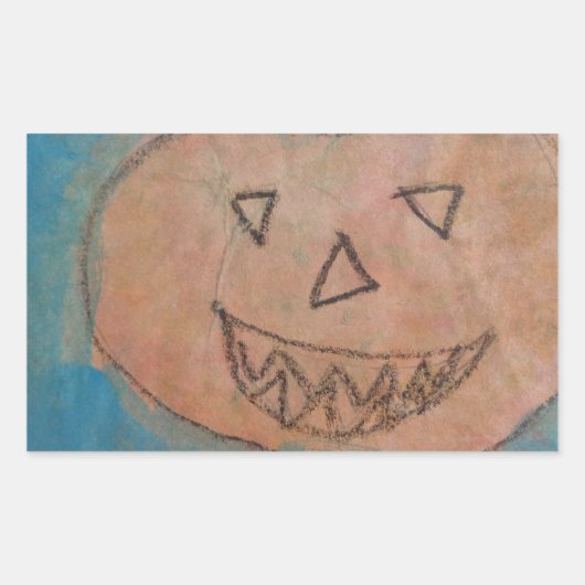 Sticker Rectangulaire Smiling Pumkin, Halloween Kids Art Watercolor (Devant)