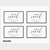 Sticker Rectangulaire Snack de minuit blanc et noir Mariage personnalisé (Feuille)