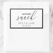 Sticker Rectangulaire Snack de minuit blanc et noir Mariage personnalisé (Sac)