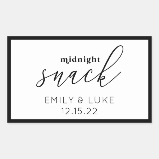 Sticker Rectangulaire Snack de minuit blanc et noir Mariage personnalisé (Devant)