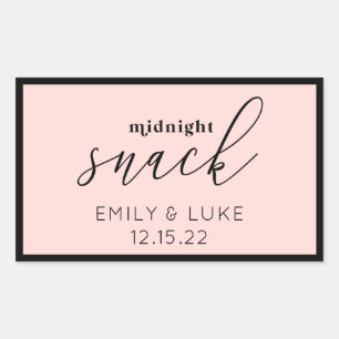 Sticker Rectangulaire Snack rose vif de minuit Personnalisé mariage Carr
