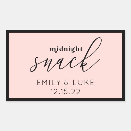 Sticker Rectangulaire Snack rose vif de minuit Personnalisé mariage Carr (Devant)