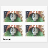 Sticker Rectangulaire Snacking de lapin mignon (Feuille)