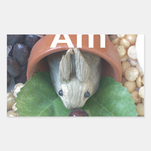 Sticker Rectangulaire Snacking de lapin mignon (Devant)