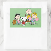 Sticker Rectangulaire Snoopy et Gang Play Football (Sac)