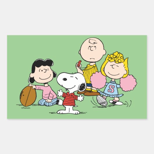 Sticker Rectangulaire Snoopy et Gang Play Football (Devant)